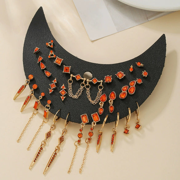 Alloy Geometric Gothic Style Electroplated Stud Earrings And Chain Jewelry For Women