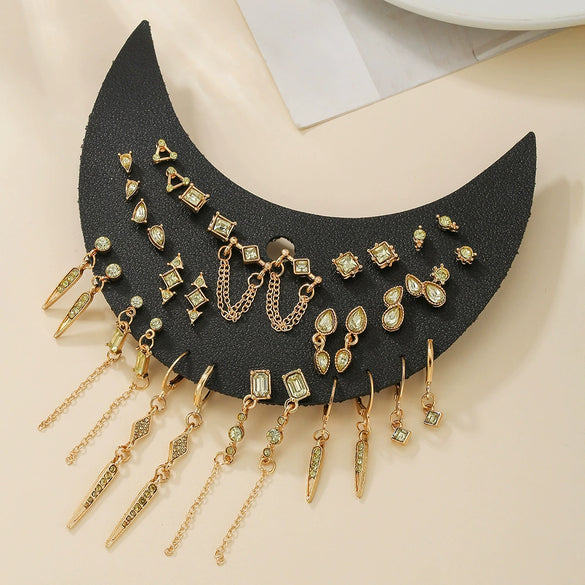 Alloy Geometric Gothic Style Electroplated Stud Earrings And Chain Jewelry For Women