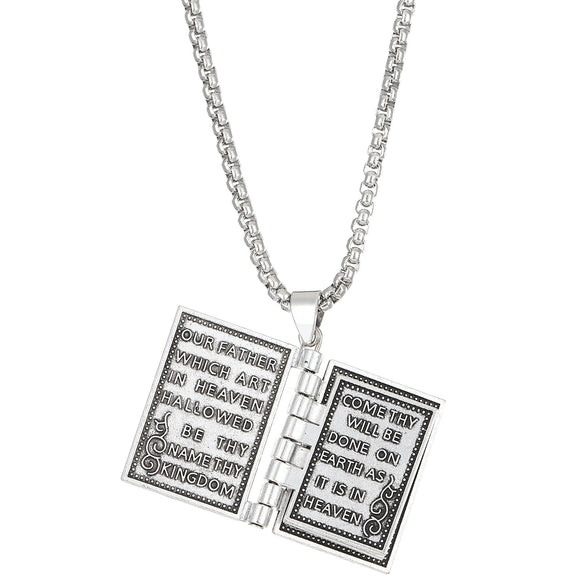 Alloy Geometric Gothic Style Flip Bible Book Cross Electroplated Unisex Necklace