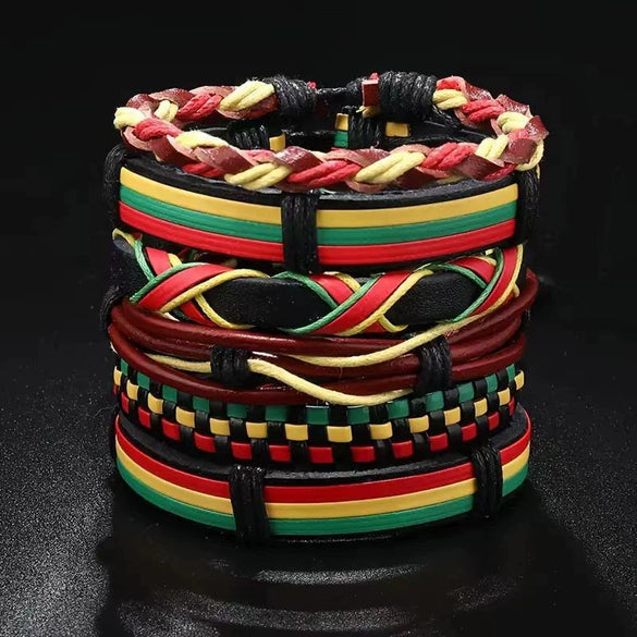 Alloy Geometric Hand Knitted Vintage Style Loop Maple Leaf Multilayer Bouncing Rope Bracelet