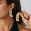 Alloy Geometric Heart Electroplating Pleated Lace Asymmetrical Petal Women's Earrings