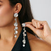 Alloy Geometric Heart Electroplating Pleated Lace Asymmetrical Petal Women's Earrings