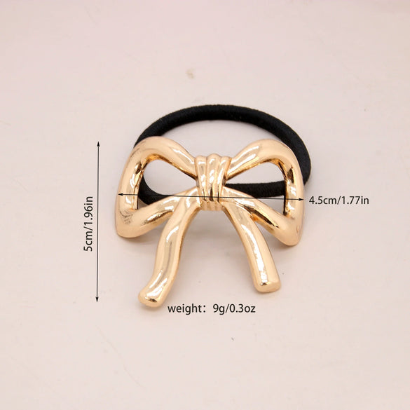 Alloy Geometric High Elastic Bow Hair Rope Hair Accessories Electroplated