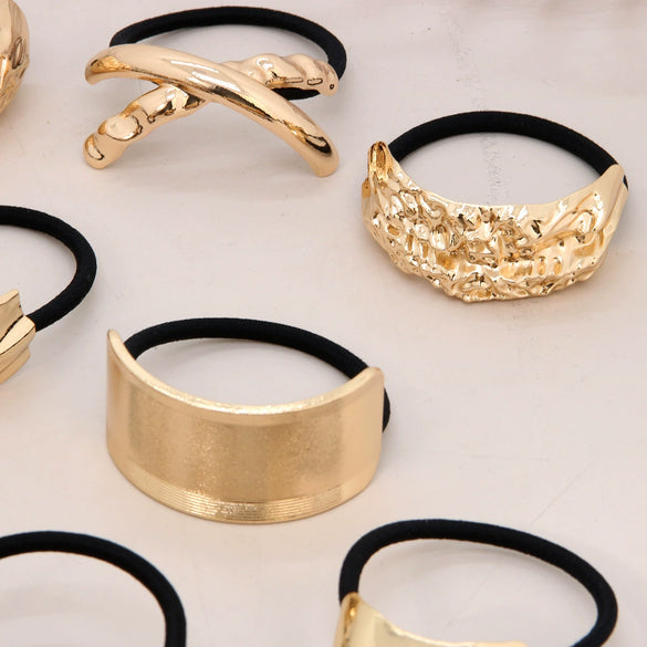 Alloy Geometric High Elastic Bow Hair Rope Hair Accessories Electroplated