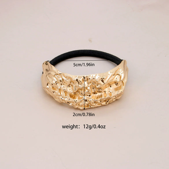 Alloy Geometric High Elastic Bow Hair Rope Hair Accessories Electroplated