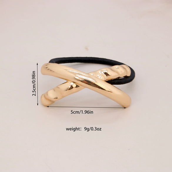 Alloy Geometric High Elastic Bow Hair Rope Hair Accessories Electroplated