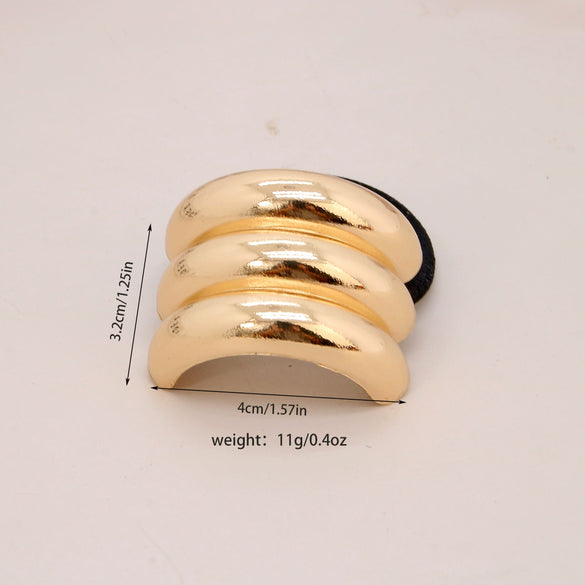 Alloy Geometric High Elastic Bow Hair Rope Hair Accessories Electroplated