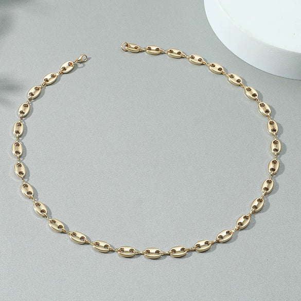 Alloy Geometric Hip Hop Personality Charm Jewelry Set With Cuban Chain Bracelet And Necklace