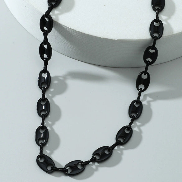 Alloy Geometric Hip Hop Personality Charm Jewelry Set With Cuban Chain Bracelet And Necklace