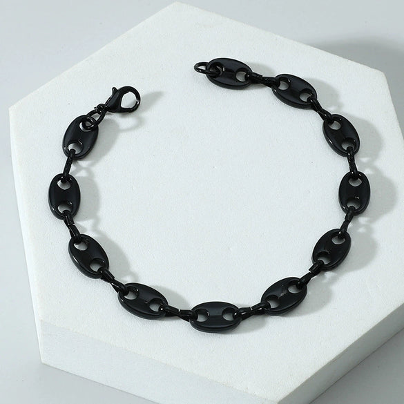 Alloy Geometric Hip Hop Personality Charm Jewelry Set With Cuban Chain Bracelet And Necklace