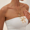 Alloy Geometric Hiphop Style Cross Pendant Necklace With Electroplating And Metallic Chain For Men And Women
