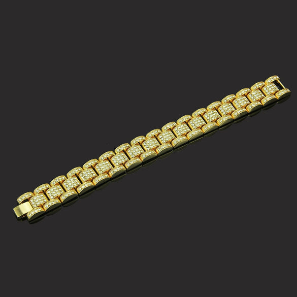 Alloy Geometric Hiphop Style Men's Diamondencrusted Bracelet Jewelry Supply