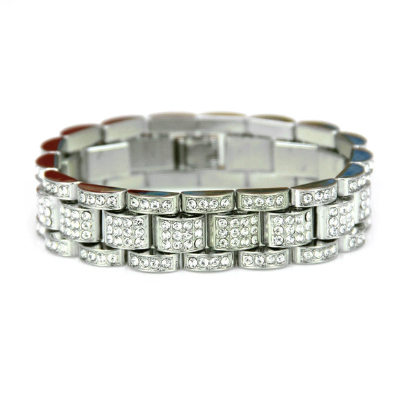 Alloy Geometric Hiphop Style Men's Diamondencrusted Bracelet Jewelry Supply