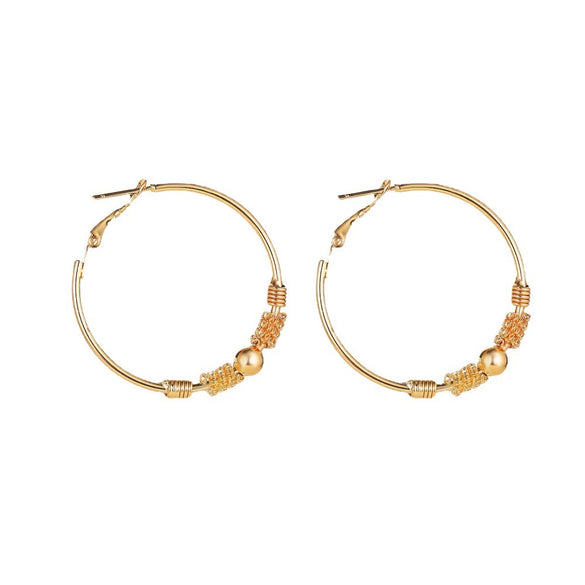 Alloy Geometric Hollow Circle Electroplating Women's Wrapped Beaded Earrings
