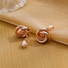 Alloy Geometric Hollow Flower Gold Inlaid Women's Earrings