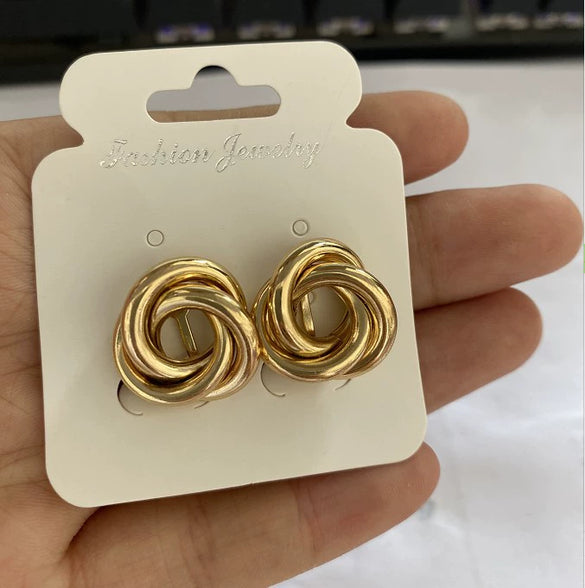 Alloy Geometric Hollow Flower Gold Inlaid Women's Earrings
