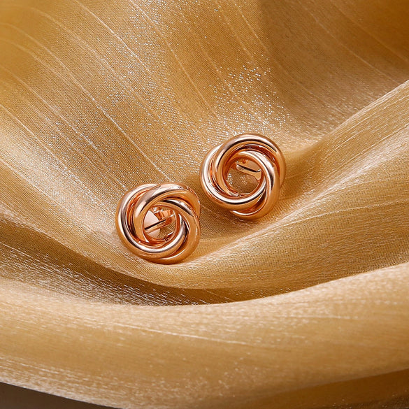 Alloy Geometric Hollow Flower Gold Inlaid Women's Earrings