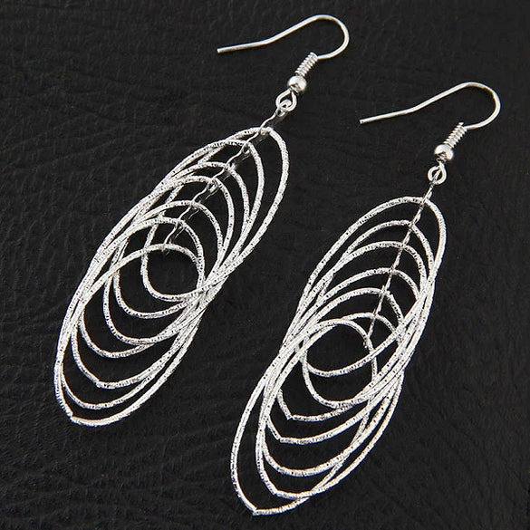 Alloy Geometric Hollow Nine Leaves Earrings Electroplated