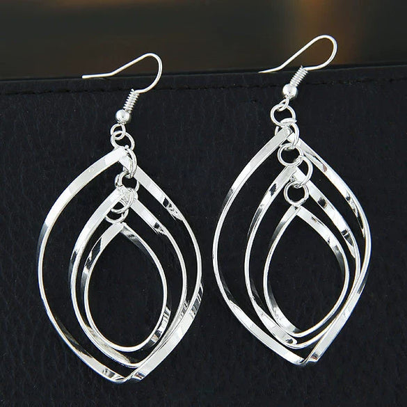 Alloy Geometric Hollow Nine Leaves Earrings Electroplated