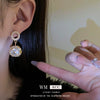 Alloy Geometric Hollow Round Pearl Earrings Electroplated Light Luxury High Sense Women's Factory Wholesale