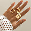Alloy Geometric Hollow Twist Hug Ring For Women With Electroplating