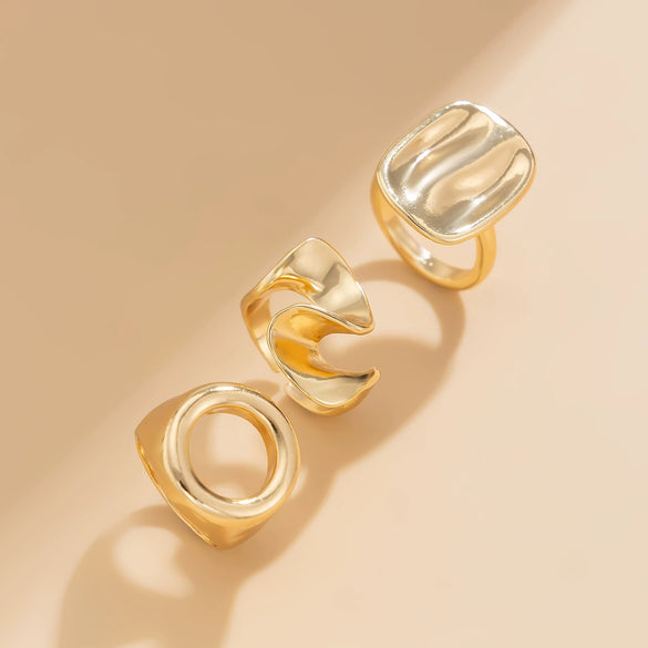 Alloy Geometric Hollow Twist Hug Ring For Women With Electroplating