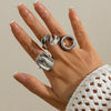 Alloy Geometric Hollow Twist Hug Ring For Women With Electroplating
