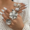 Alloy Geometric Hollow Women's Ring With Flower Pattern And Electroplating Treatment