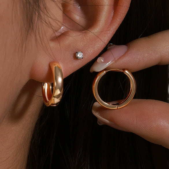 Alloy Geometric Hoop Earrings For Women Electroplated Simple Cold Style