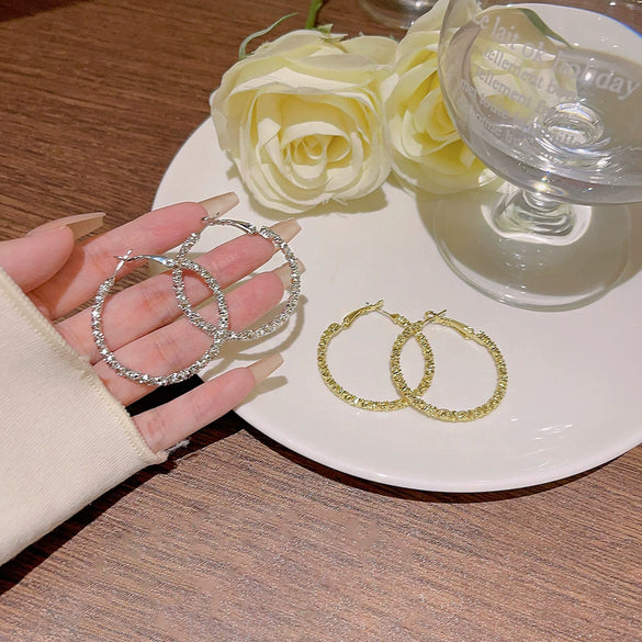 Alloy Geometric Hoop Earrings For Women Electroplated Style