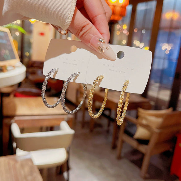 Alloy Geometric Hoop Earrings For Women Electroplated Style