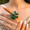Alloy Geometric Inlaid Retro Palace Style Ladies Ring With Electroplating Treatment