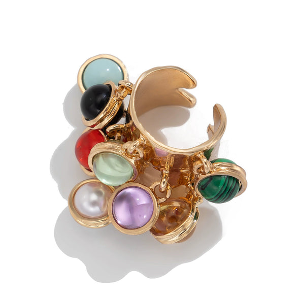 Alloy Geometric Inlaid Retro Palace Style Ladies Ring With Electroplating Treatment