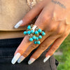 Alloy Geometric Inlaid Retro Palace Style Ladies Ring With Electroplating Treatment