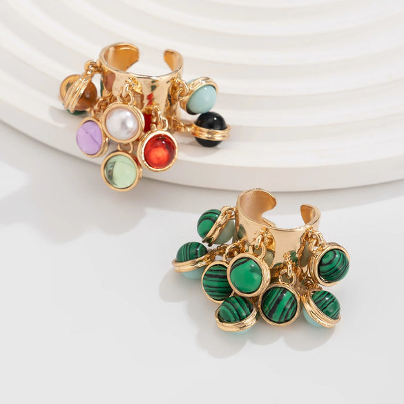 Alloy Geometric Inlaid Retro Palace Style Ladies Ring With Electroplating Treatment