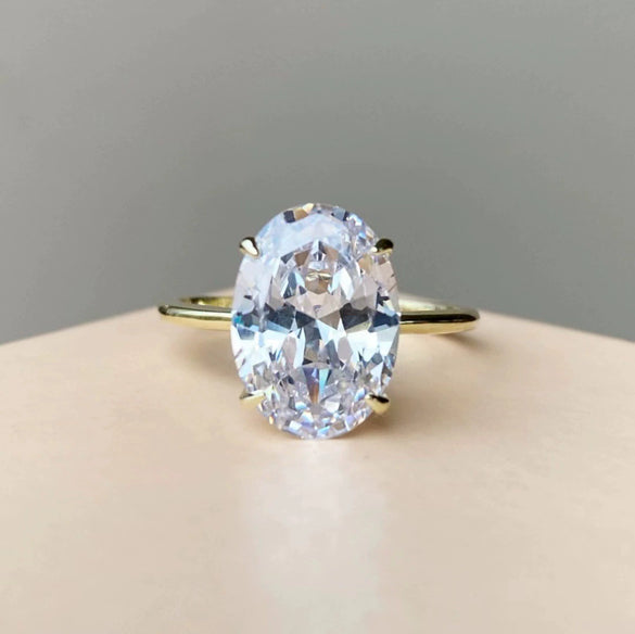 Alloy Geometric Inlaid Zircon Handmade Electroplated Ring