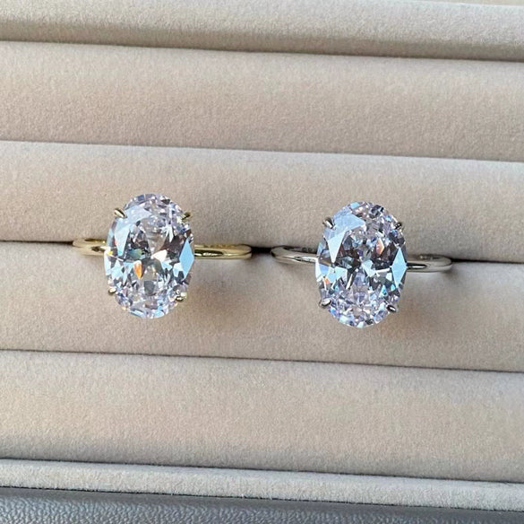 Alloy Geometric Inlaid Zircon Handmade Electroplated Ring
