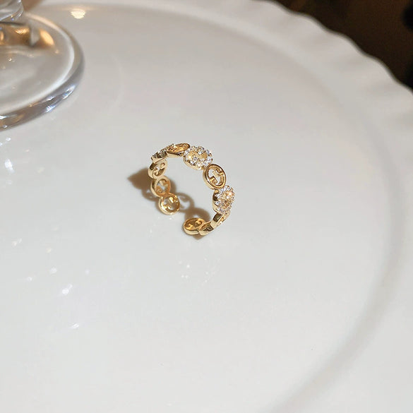 Alloy Geometric Inlaid Zircon Women's Ring Luxury Jewelry