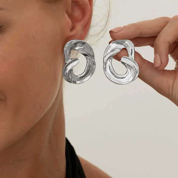 Alloy Geometric Irregular Hollow Electroplated Women's Earrings
