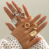 Alloy Geometric Irregular Hollow Square Design Ring For Women With Electroplating