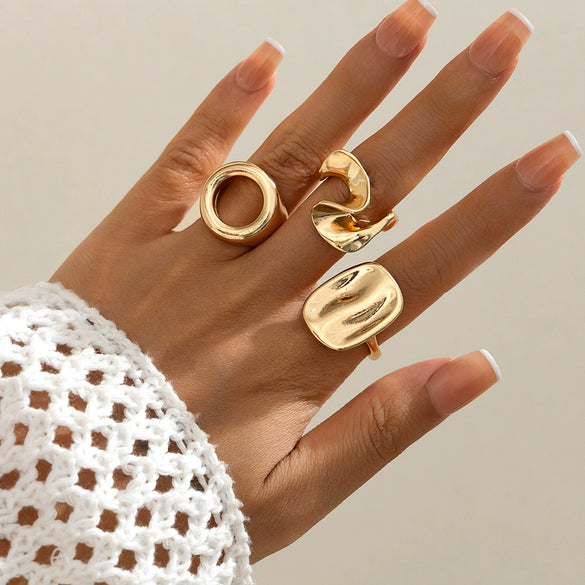Alloy Geometric Irregular Hollow Square Design Ring For Women With Electroplating