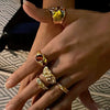 Alloy Geometric Irregular Open Lava Ring For Women With Electroplating Treatment