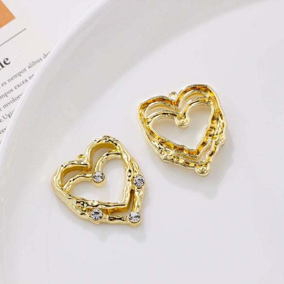Alloy Geometric Irregular Rectangular Love Pendant Handmade Ear Jewelry Accessories With Electroplating