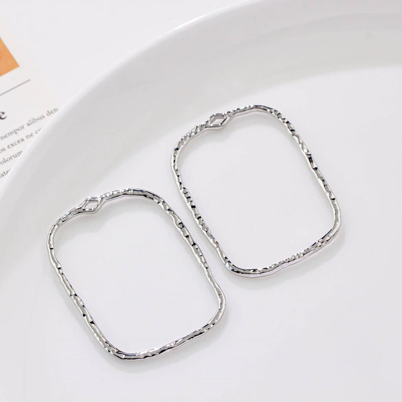 Alloy Geometric Irregular Rectangular Love Pendant Handmade Ear Jewelry Accessories With Electroplating