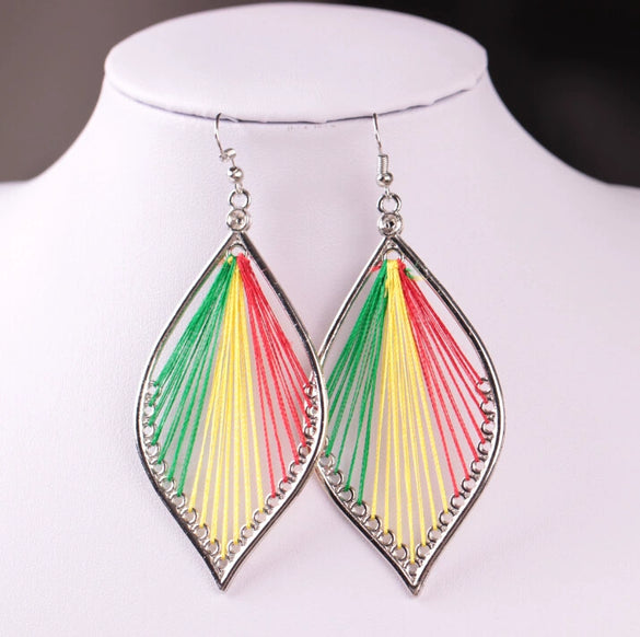 Alloy Geometric Leaf Women's Handmade Electroplating Winding Water Drop Earrings