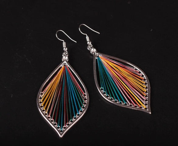 Alloy Geometric Leaf Women's Handmade Electroplating Winding Water Drop Earrings