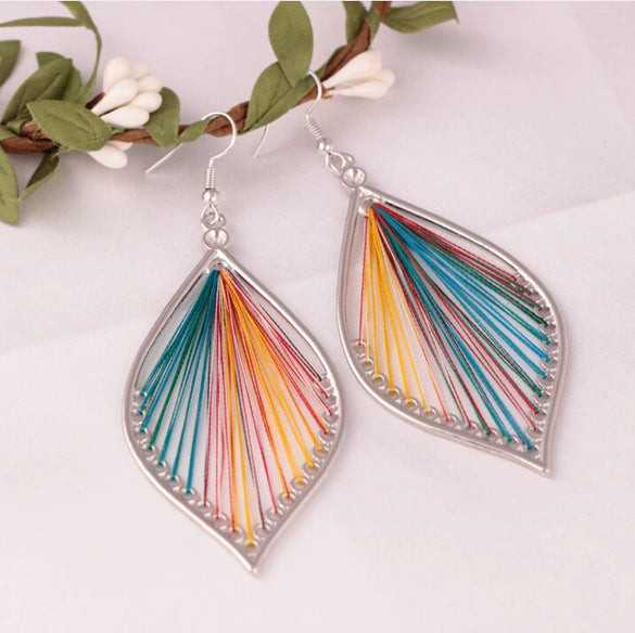 Alloy Geometric Leaf Women's Handmade Electroplating Winding Water Drop Earrings