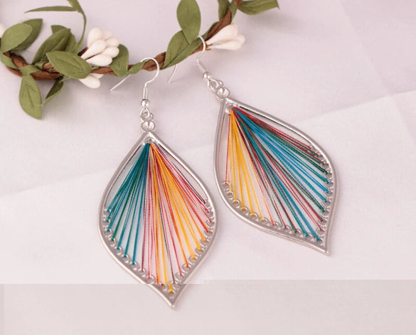 Alloy Geometric Leaf Women's Handmade Electroplating Winding Water Drop Earrings