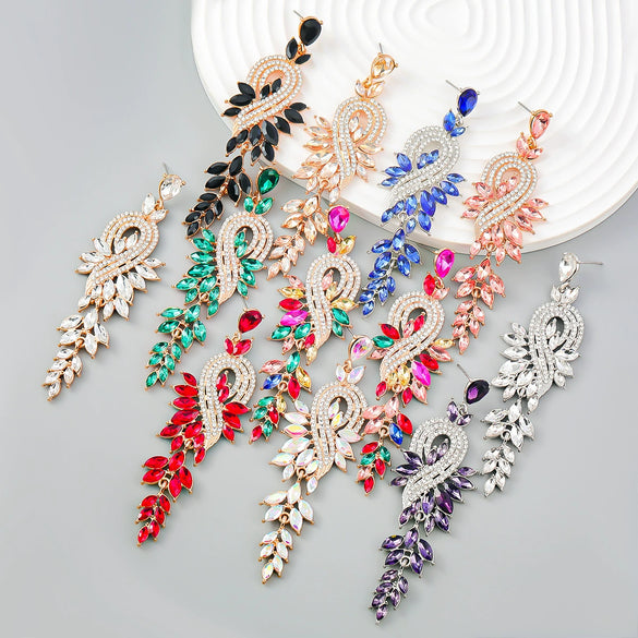 Alloy Geometric Leaves Diamond Earrings For Women