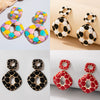 Alloy Geometric Leopard Square Earrings For Women With Electroplating Treatment